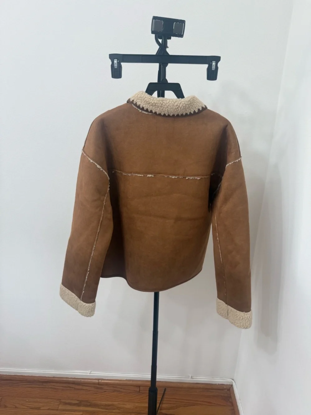 Altar'd State Camel Brown Suede Sherpa-Trim Toggle Jacket - Picture 6 of 6